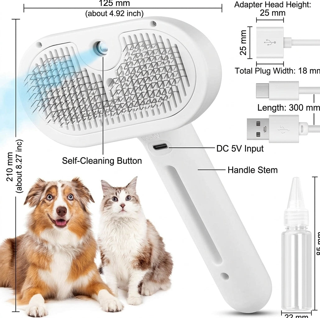 **3-in-1 Pet Steam & Grooming Brush **
