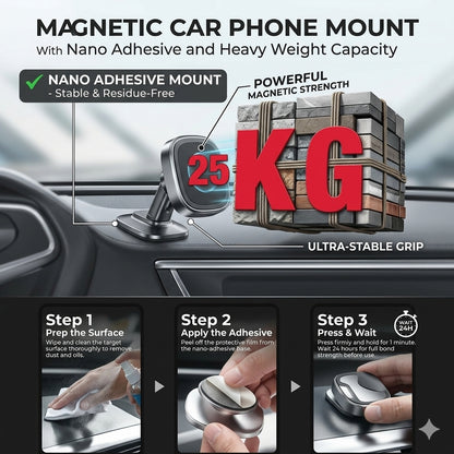 Adjustable Magnetic Car Phone Holder – 360° Mount