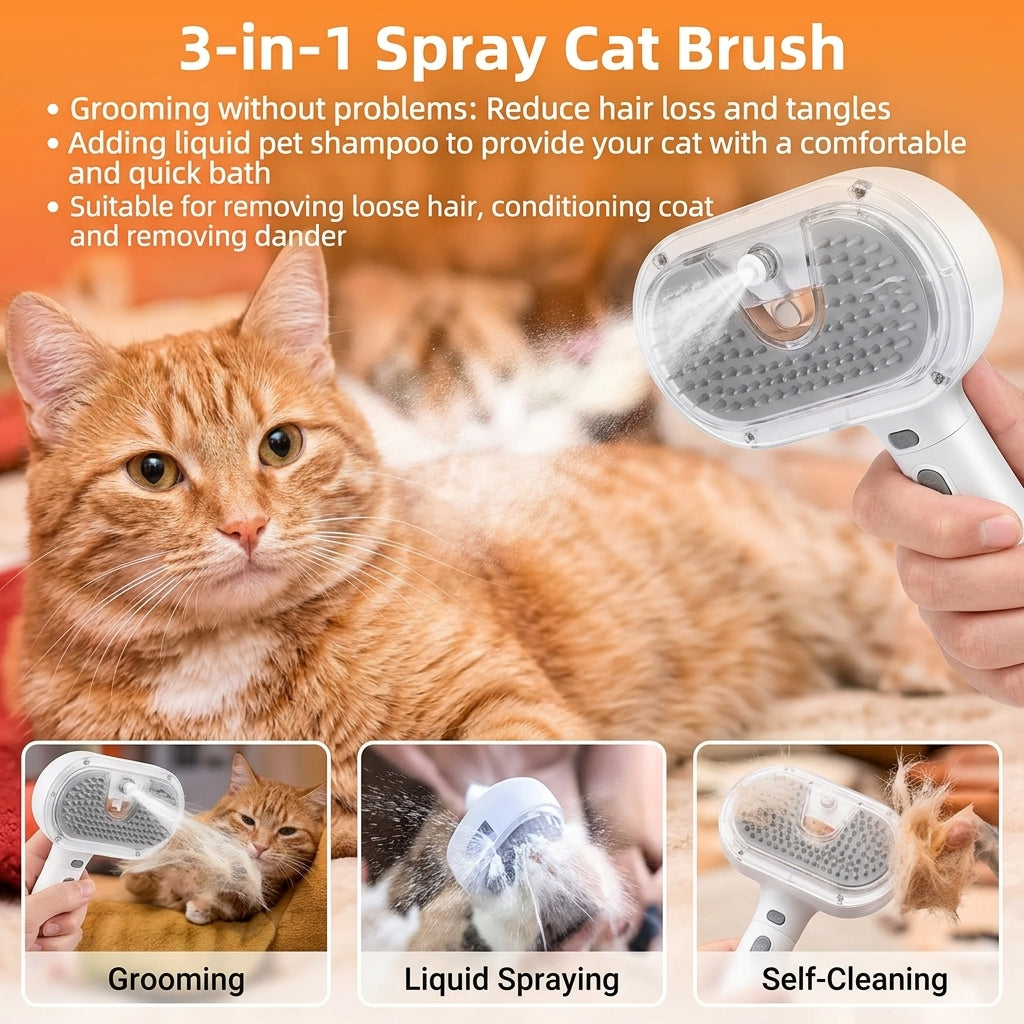 **3-in-1 Pet Steam & Grooming Brush **